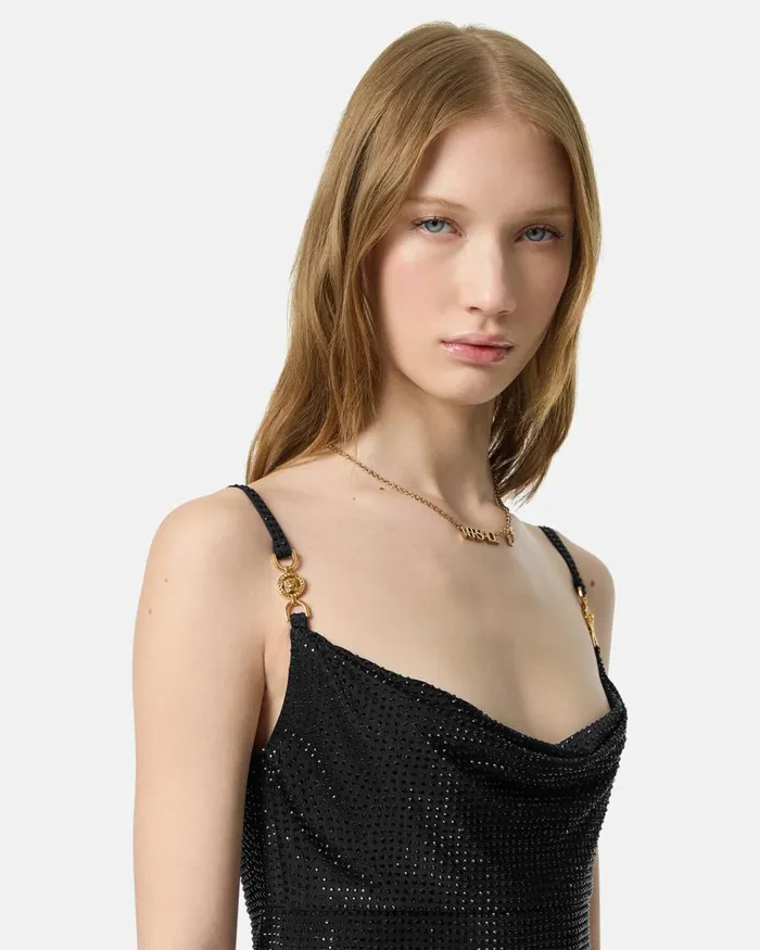 Versace Crystal Medusa 03995 Mini Dress Black Women Dresses Versace Crystal Medusa 03995 Mini Dress Black Women Dresses