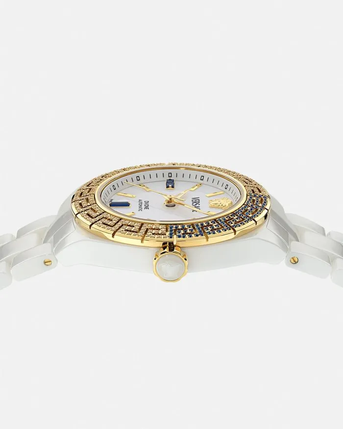 Versace DV One Automatic Diamond Watch White Women Watches