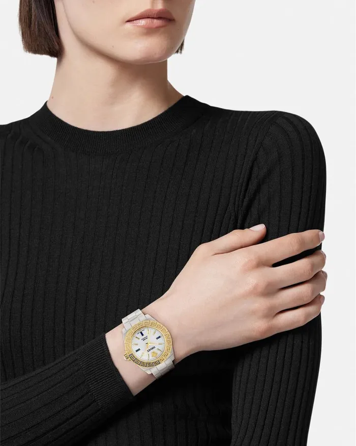 Versace DV One Automatic Diamond Watch White Women Watches