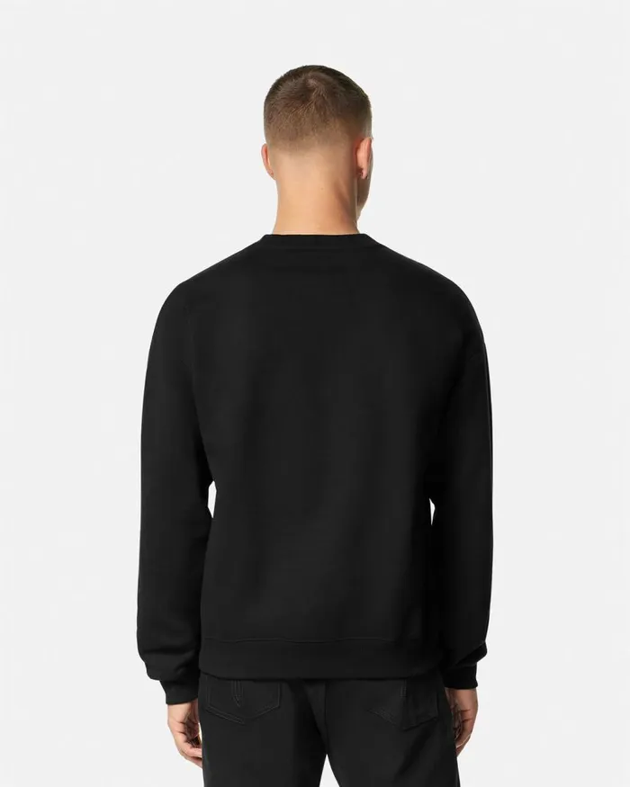 Versace Embroidered Medusa Sliced Sweatshirt Black Men Sweatshirts Versace Embroidered Medusa Sliced Sweatshirt Black Men Sweatshirts