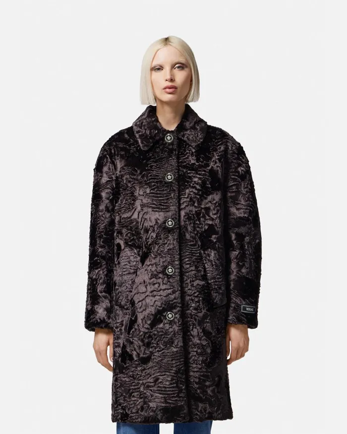 Versace FauxFur Coat Black Women Outerwear and Coats Versace FauxFur Coat Black Women Outerwear and Coats