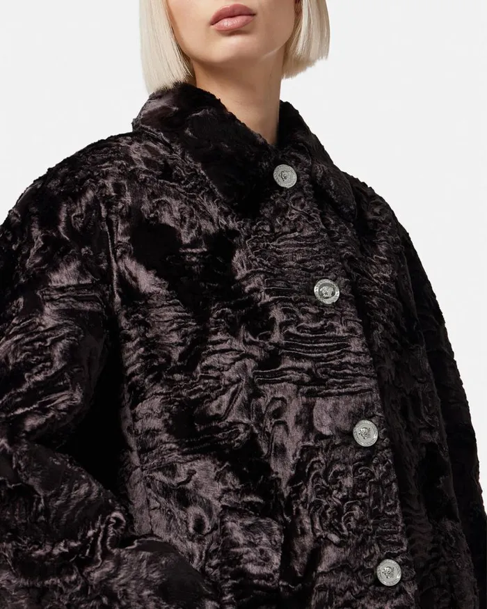 Versace FauxFur Coat Black Women Outerwear and Coats Versace FauxFur Coat Black Women Outerwear and Coats
