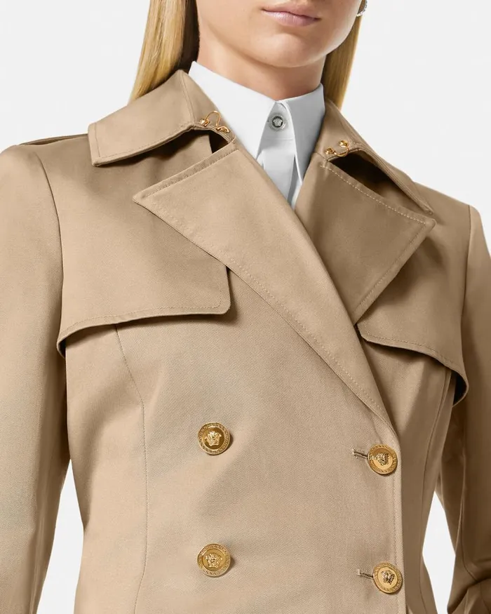 Versace Gabardine Trench Coat Beige Women Outerwear and Coats Versace Gabardine Trench Coat Beige Women Outerwear and Coats