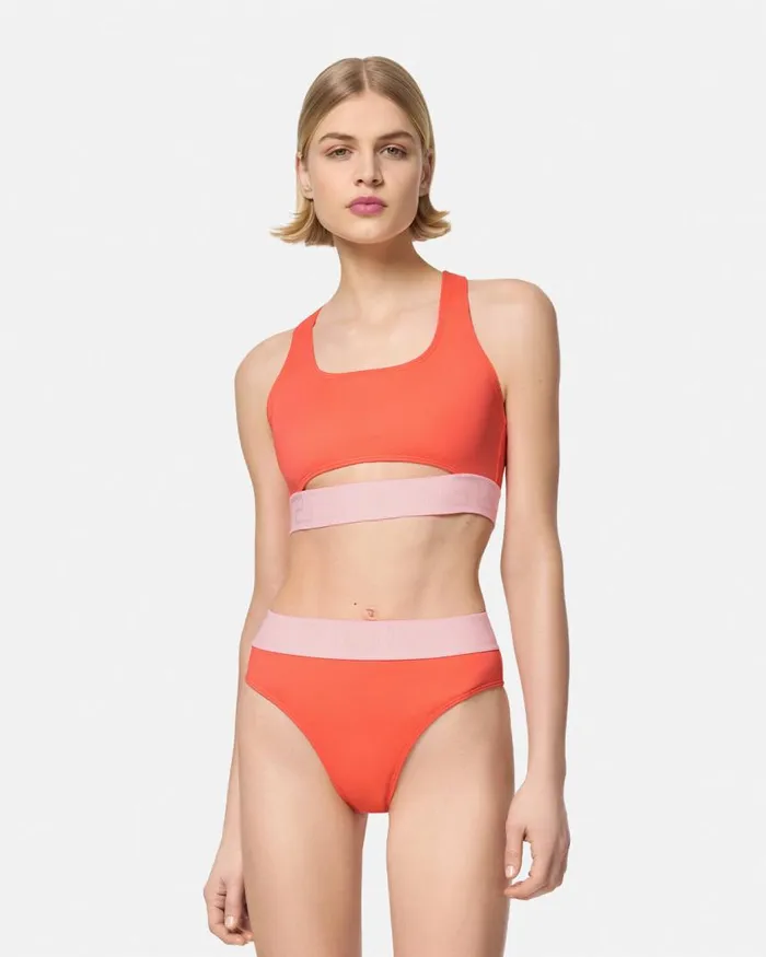 Versace Greca Border Bikini Top Coral Women Swimwear Versace Greca Border Bikini Top Coral Women Swimwear