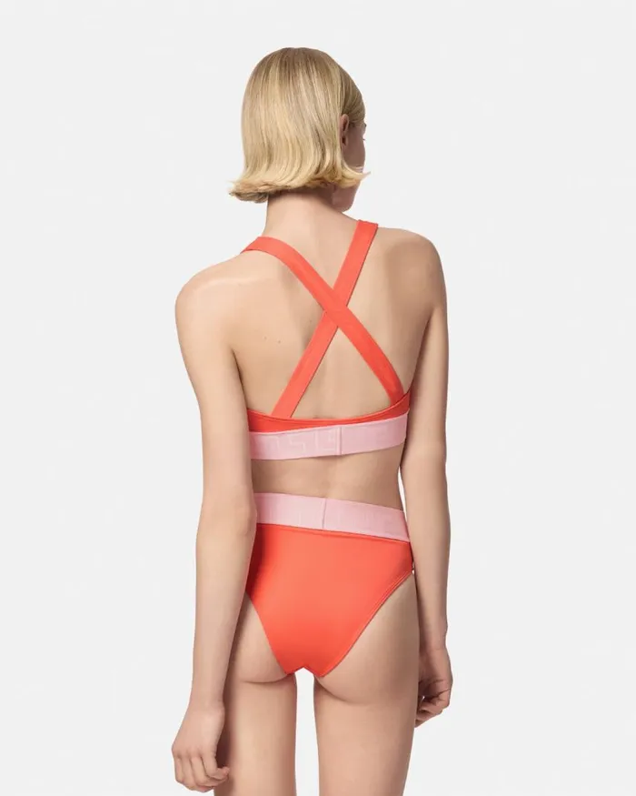 Versace Greca Border Bikini Top Coral Women Swimwear Versace Greca Border Bikini Top Coral Women Swimwear