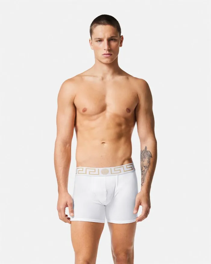 Versace Greca Border Long Trunks 2Pack Blackwhite Men Boxers Versace Greca Border Long Trunks 2Pack Blackwhite Men Boxers