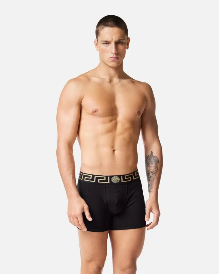 Versace Greca Border Long Trunks 2Pack Blackwhite Men Boxers Versace Greca Border Long Trunks 2Pack Blackwhite Men Boxers