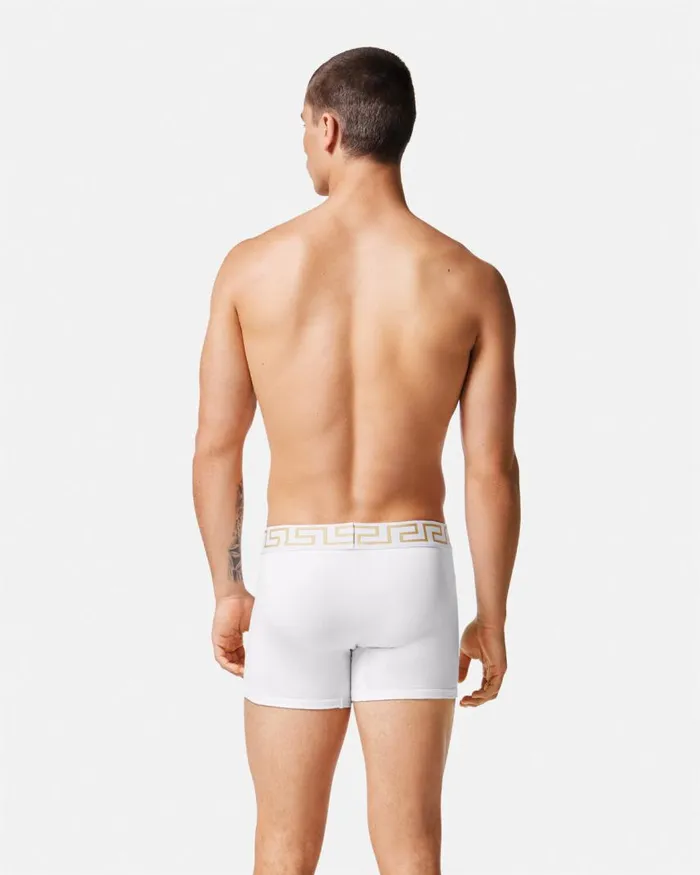 Versace Greca Border Long Trunks 2Pack Whiteblue Men Boxers Versace Greca Border Long Trunks 2Pack Whiteblue Men Boxers