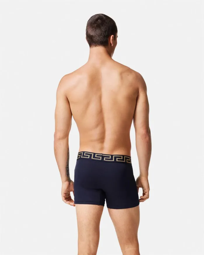 Versace Greca Border Long Trunks 2Pack Whiteblue Men Boxers Versace Greca Border Long Trunks 2Pack Whiteblue Men Boxers
