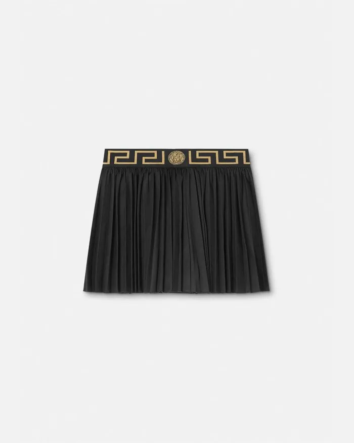 Versace Greca Border Pleated Gym Shorts Black Women Activewear