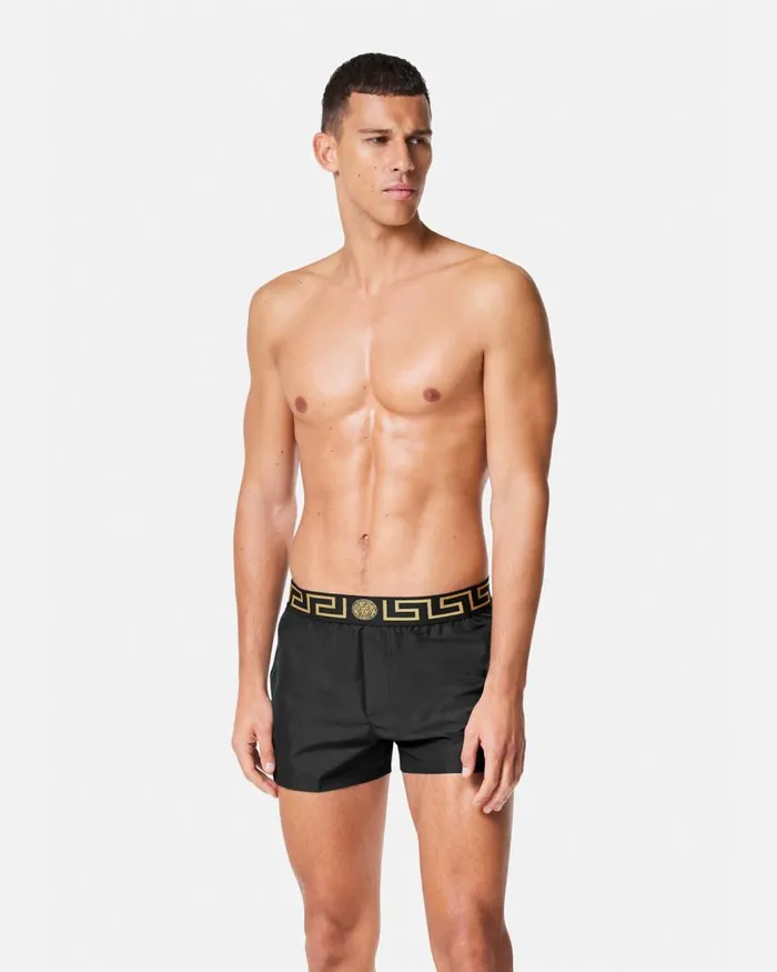 Versace Greca Border Swim Shorts Black Men Swimwear Versace Greca Border Swim Shorts Black Men Swimwear