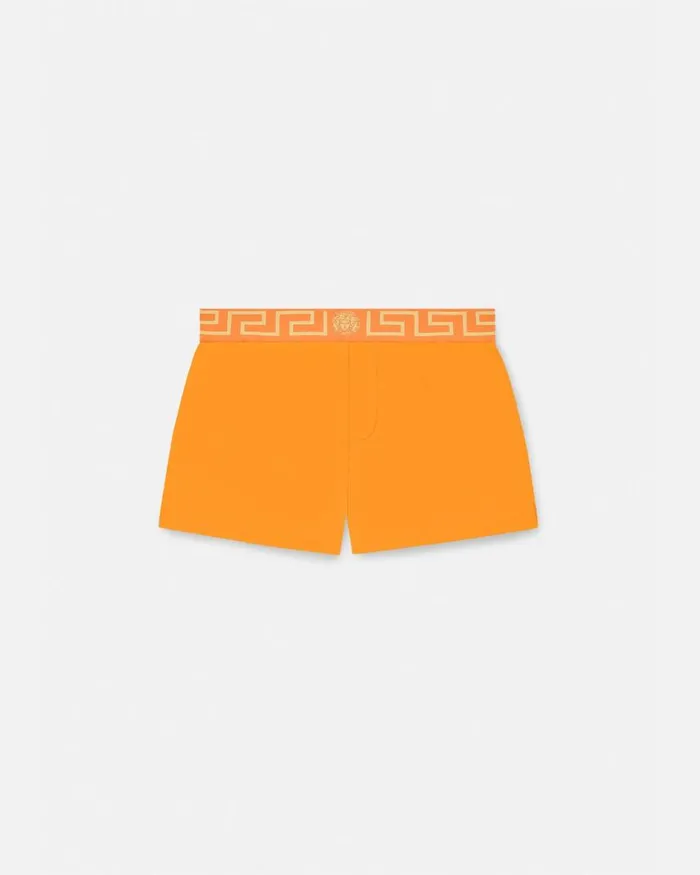 Versace Greca Border Swim Shorts Orange Men Swimwear