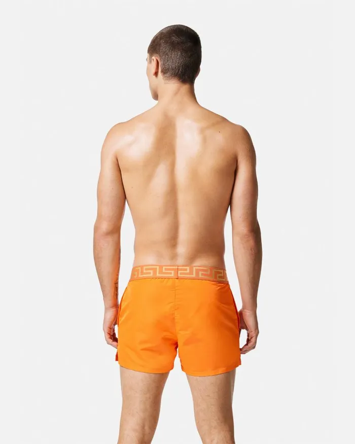 Versace Greca Border Swim Shorts Orange Men Swimwear Versace Greca Border Swim Shorts Orange Men Swimwear