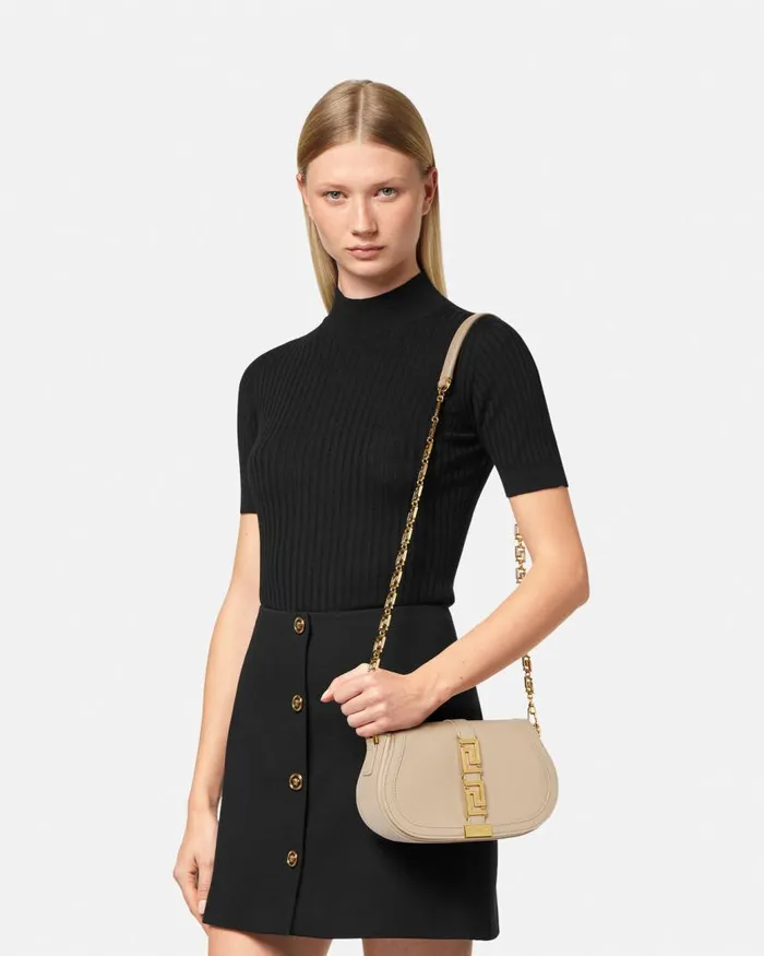 Versace Greca Goddess Shoulder Bag Beige Women Shoulder and Crossbody Versace Greca Goddess Shoulder Bag Beige Women Shoulder and Crossbody
