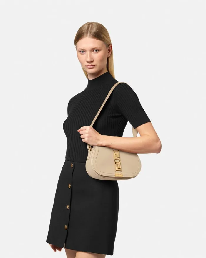 Versace Greca Goddess Shoulder Bag Beige Women Shoulder and Crossbody Versace Greca Goddess Shoulder Bag Beige Women Shoulder and Crossbody