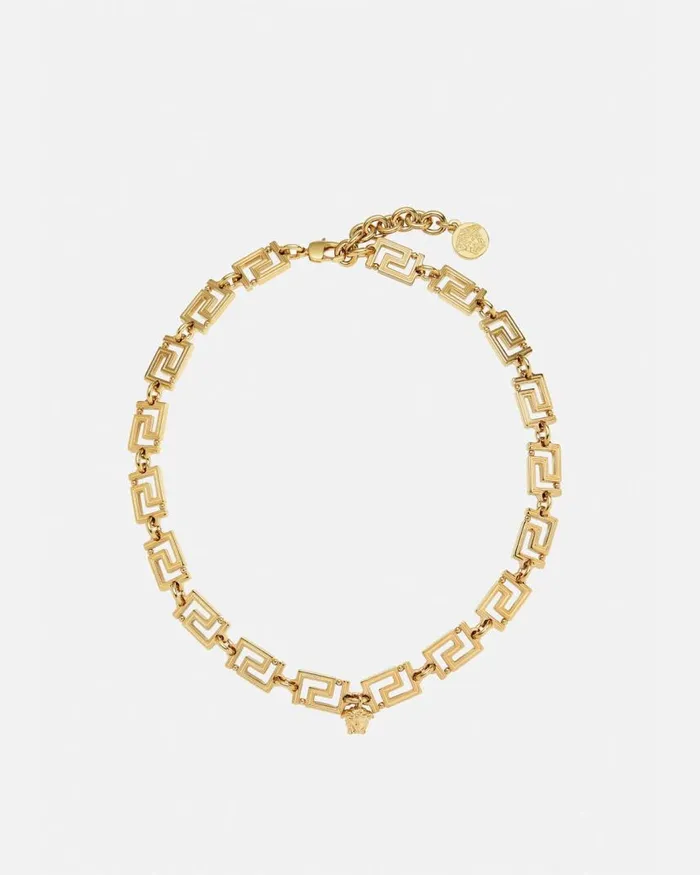 Versace Greca Necklace Light Gold WomenMen Necklaces