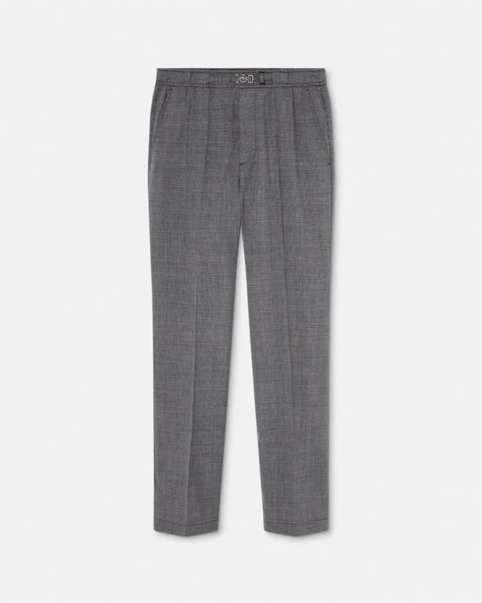 Versace Houndstooth Wool Pants Gray Men Blazers and Suits