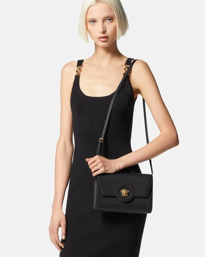Versace La Medusa Crossbody Bag Blackgold Women Shoulder and Crossbody Versace La Medusa Crossbody Bag Blackgold Women Shoulder and Crossbody