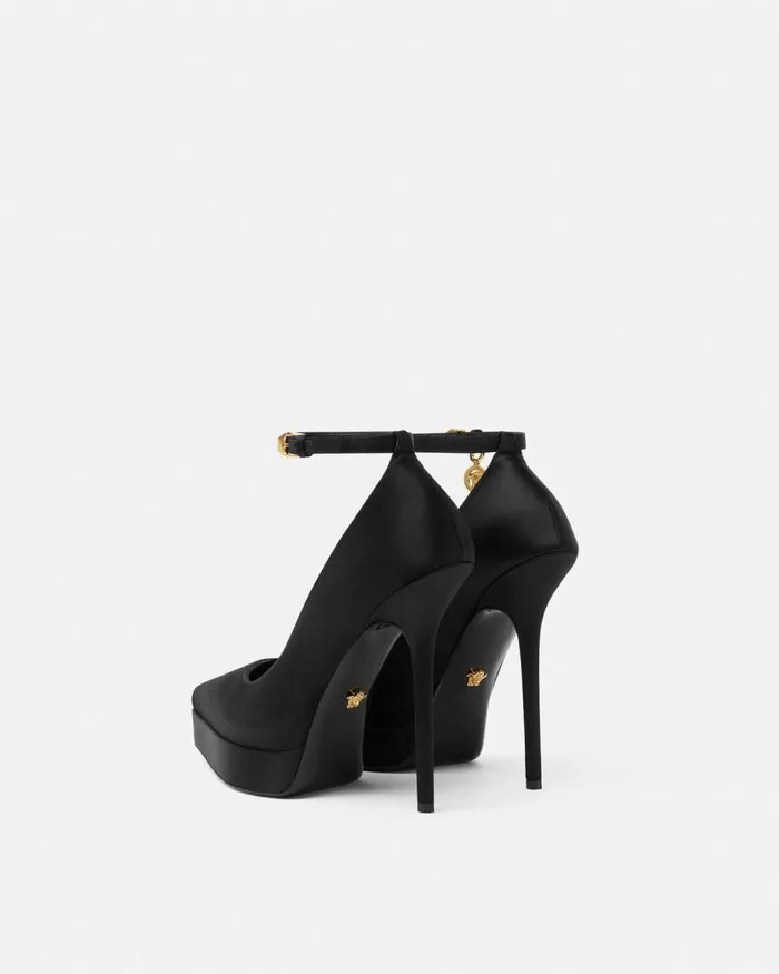 Versace Lycia Satin Platform Pumps 140 Mm Blackgold Women Pumps and Slingbacks Versace Lycia Satin Platform Pumps 140 Mm Blackgold Women Pumps and Slingbacks