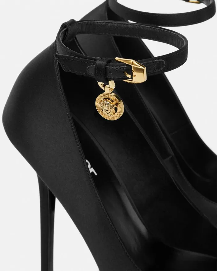 Versace Lycia Satin Platform Pumps 140 Mm Blackgold Women Pumps and Slingbacks Versace Lycia Satin Platform Pumps 140 Mm Blackgold Women Pumps and Slingbacks