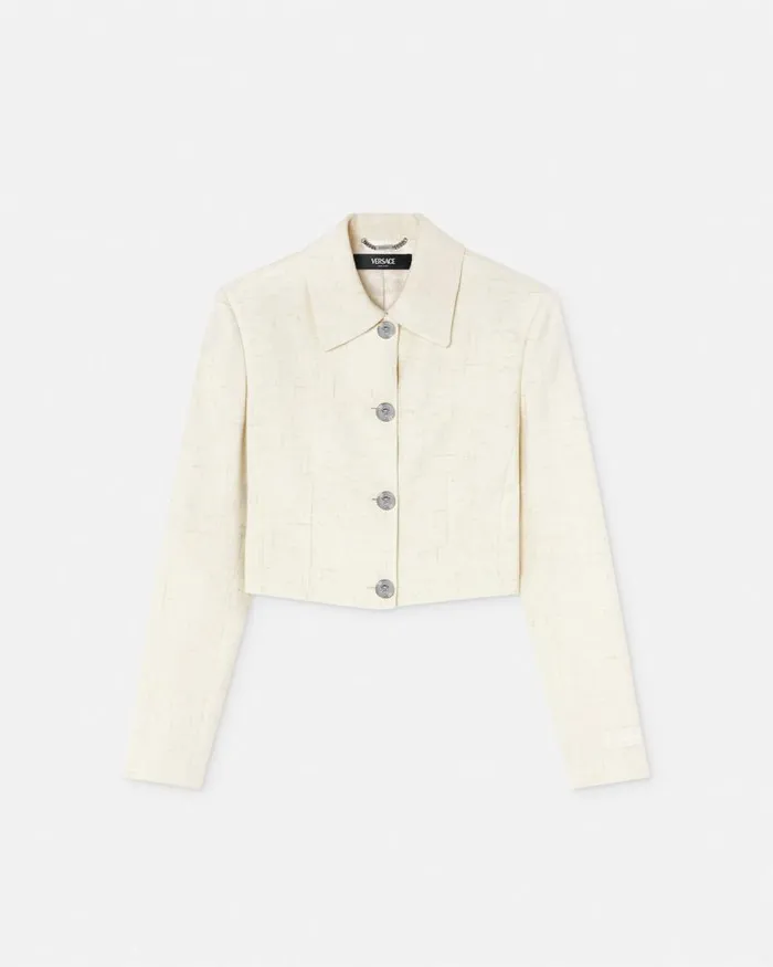 Versace Malfil SilkBlend Crop Jacket White Women Blazer and Jackets