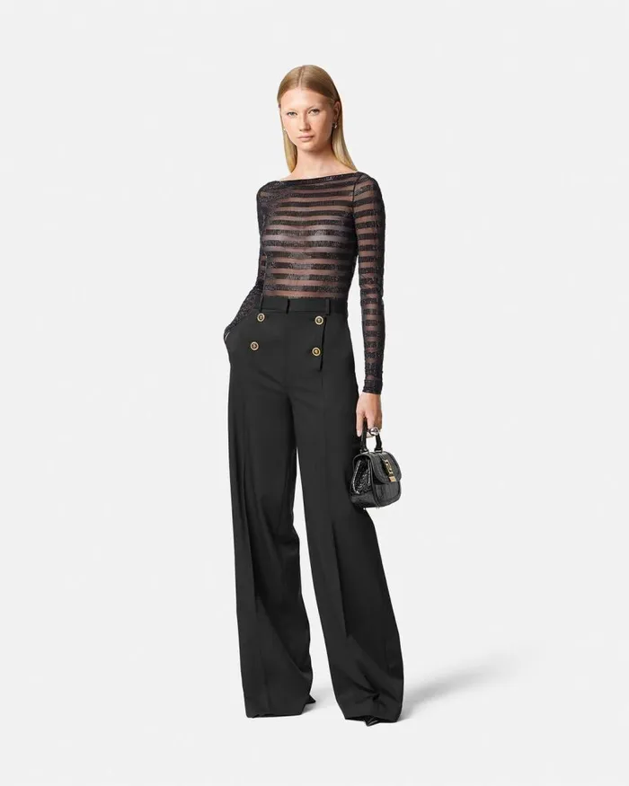Versace Marine Wide Leg Pants Black Women Pants and Shorts Versace Marine Wide Leg Pants Black Women Pants and Shorts