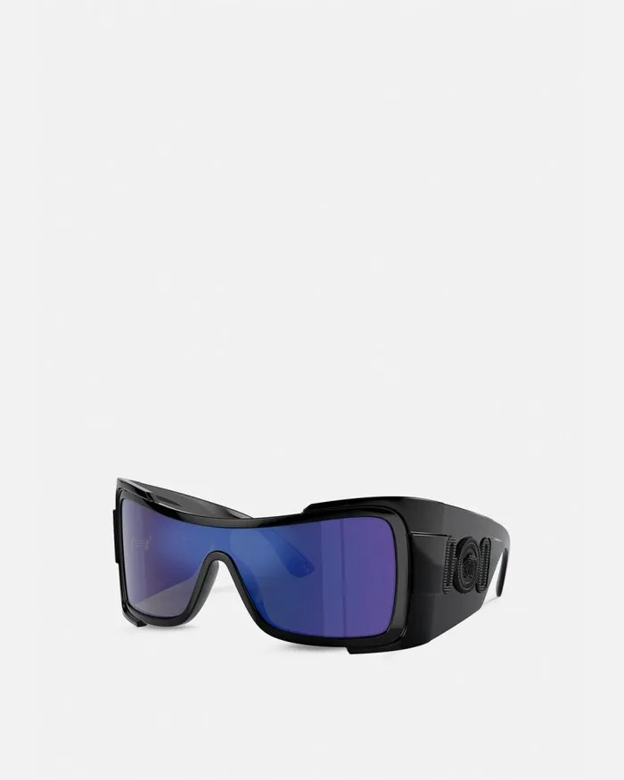 Versace Maxi Medusa Biggie Shield Sunglasses Black Women Sunglasses