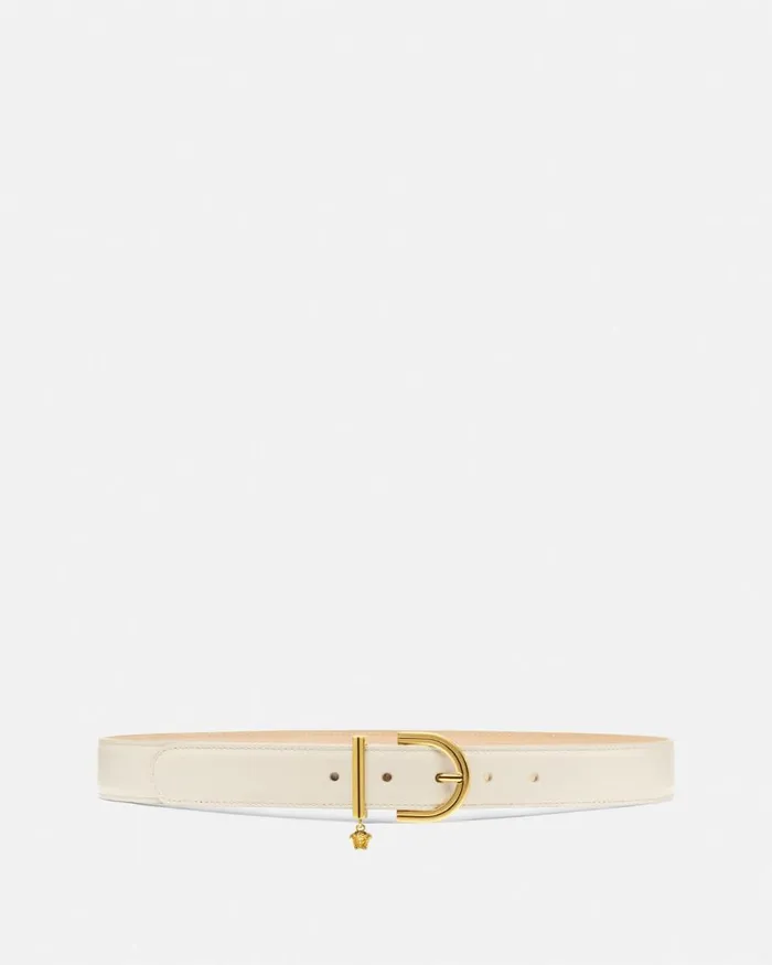 Versace Medusa 03995 Leather Belt 3 Cm Beige Women Belts