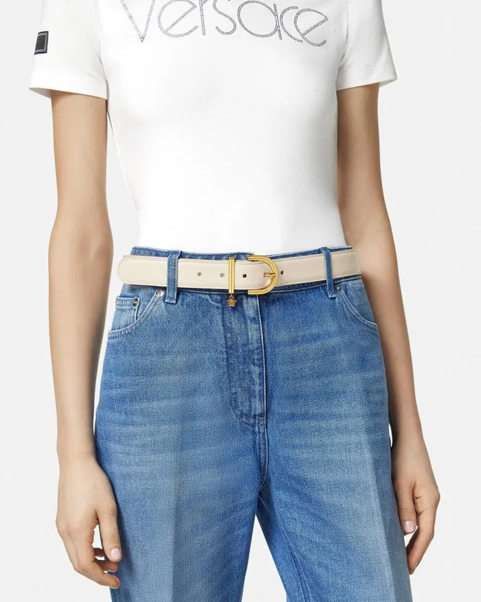 Versace Medusa 03995 Leather Belt 3 Cm Beige Women Belts Versace Medusa 03995 Leather Belt 3 Cm Beige Women Belts