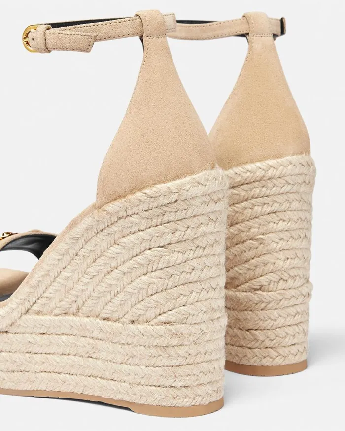 Versace Medusa 03995 Suede Wedge Sandals 120 Mm Beige Women Sandals Versace Medusa 03995 Suede Wedge Sandals 120 Mm Beige Women Sandals
