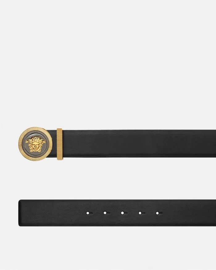 Versace Medusa Biggie Enamel Leather Belt 4 Cm Blackgold Men Belts Versace Medusa Biggie Enamel Leather Belt 4 Cm Blackgold Men Belts