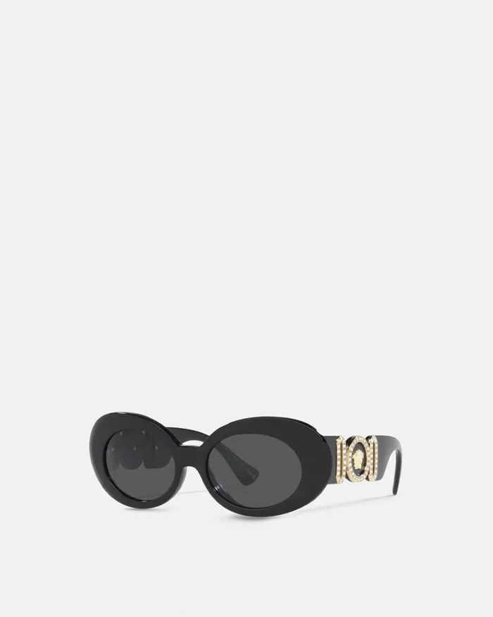 Versace Medusa Biggie Oval Sunglasses Black Women Sunglasses