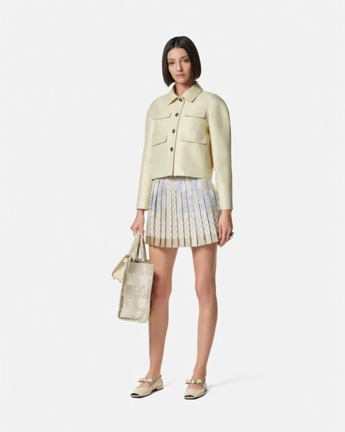 Versace Medusa Contrasto Silk Mini Skirt Beigeprint Women Skirts Versace Medusa Contrasto Silk Mini Skirt Beigeprint Women Skirts