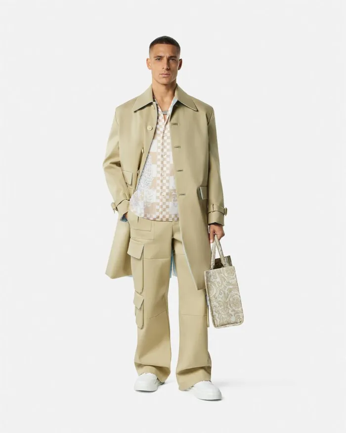 Versace Medusa Contrasto Silk Shirt Beigeprint Men Shirts Versace Medusa Contrasto Silk Shirt Beigeprint Men Shirts