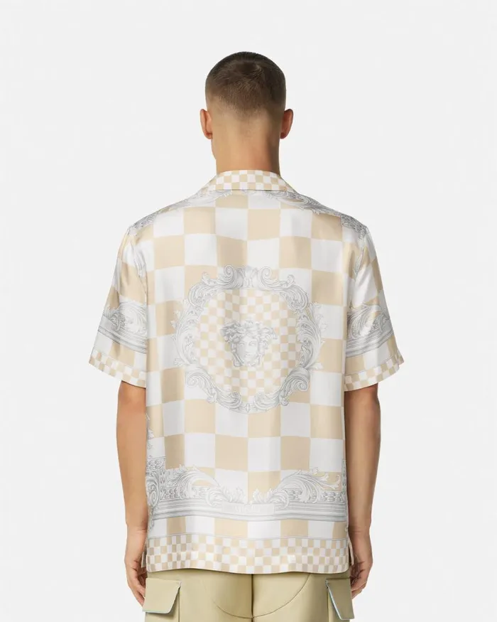 Versace Medusa Contrasto Silk Shirt Beigeprint Men Shirts Versace Medusa Contrasto Silk Shirt Beigeprint Men Shirts
