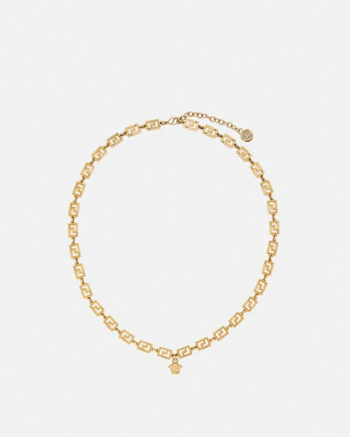 Versace Medusa Greca Necklace Light Gold WomenMen Necklaces