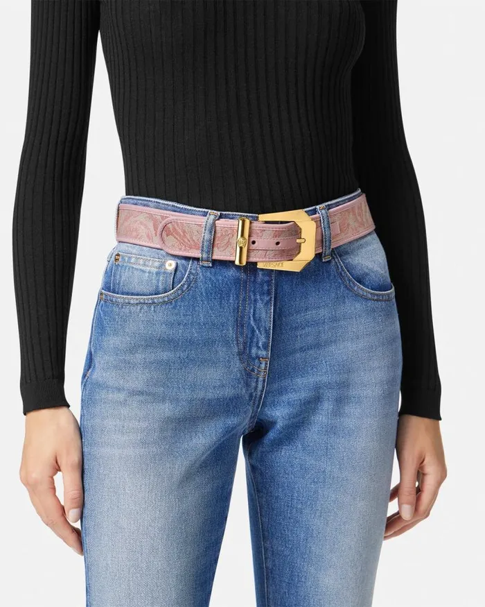 Versace Medusa Heritage Barocco Jacquard Belt 4 Cm Pinkprint Women Belts Versace Medusa Heritage Barocco Jacquard Belt 4 Cm Pinkprint Women Belts