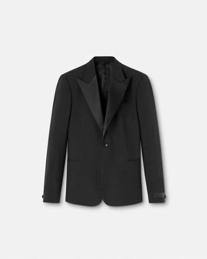 Versace MohairBlend SingleBreasted Blazer Black Men Blazers and Suits