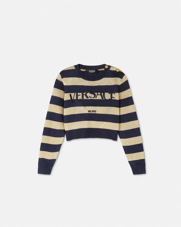 Versace Nautical Stripe Kids Sweater Bluegold Children Clothing
