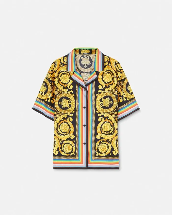 Versace Pride Barocco Silk Shirt Blackprint Women Shirts and Tops