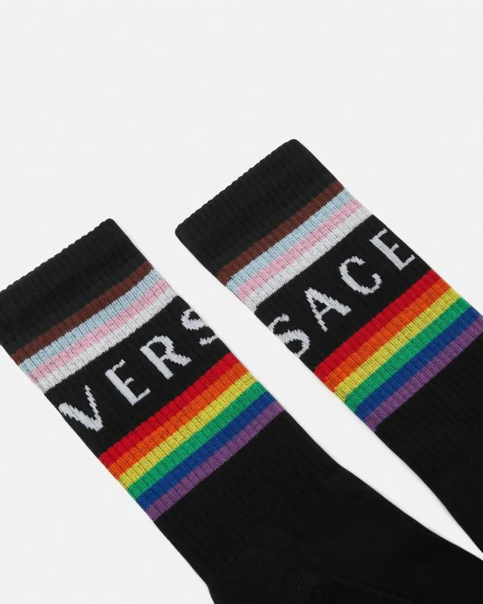 Versace Pride Logo Socks Black WomenMen Socks Versace Pride Logo Socks Black WomenMen Socks