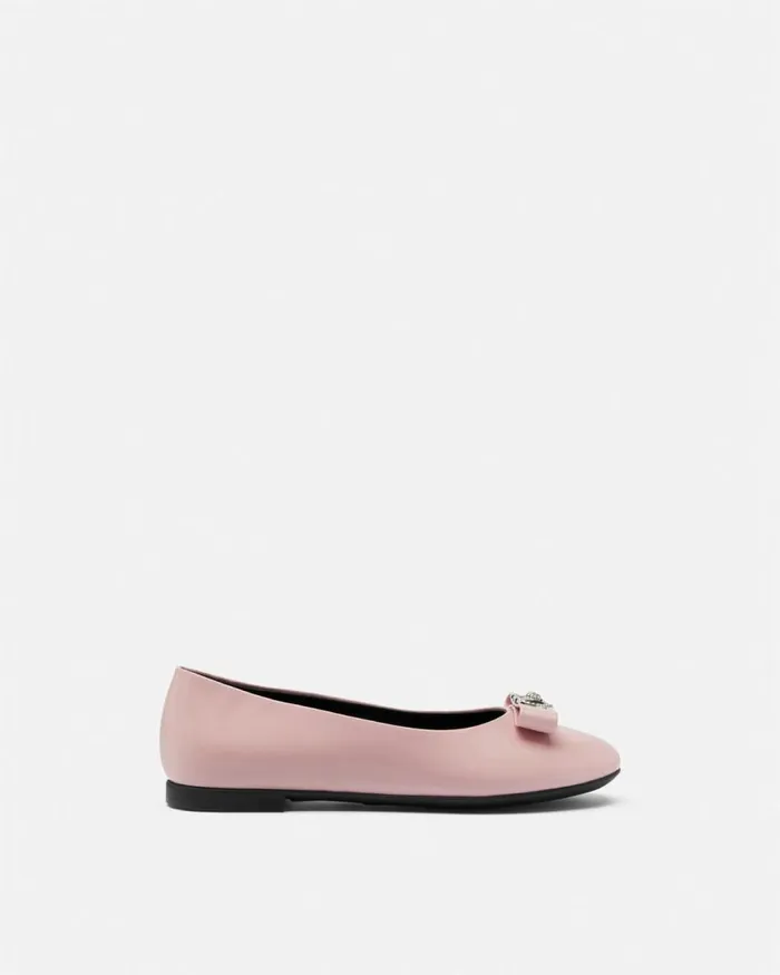 Versace Ribbon Heart Medusa Kids Ballerinas Light Pink Children Shoes
