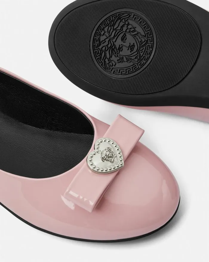 Versace Ribbon Heart Medusa Kids Ballerinas Light Pink Children Shoes Versace Ribbon Heart Medusa Kids Ballerinas Light Pink Children Shoes