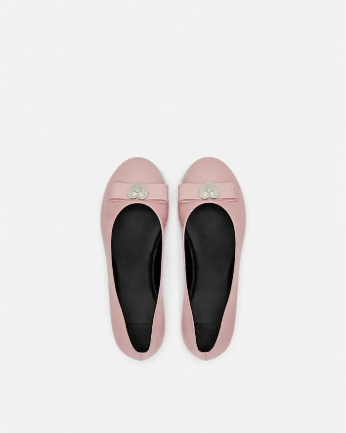 Versace Ribbon Heart Medusa Kids Ballerinas Light Pink Children Shoes Versace Ribbon Heart Medusa Kids Ballerinas Light Pink Children Shoes