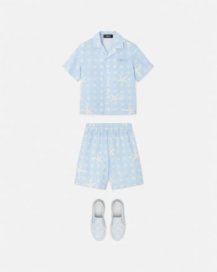 Versace Stella Marina Kids Bermuda Shorts Light Blue Children Clothing Versace Stella Marina Kids Bermuda Shorts Light Blue Children Clothing