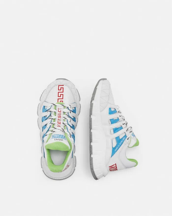 Versace Trigreca Kids Sneakers Whiteblue Children Shoes Versace Trigreca Kids Sneakers Whiteblue Children Shoes
