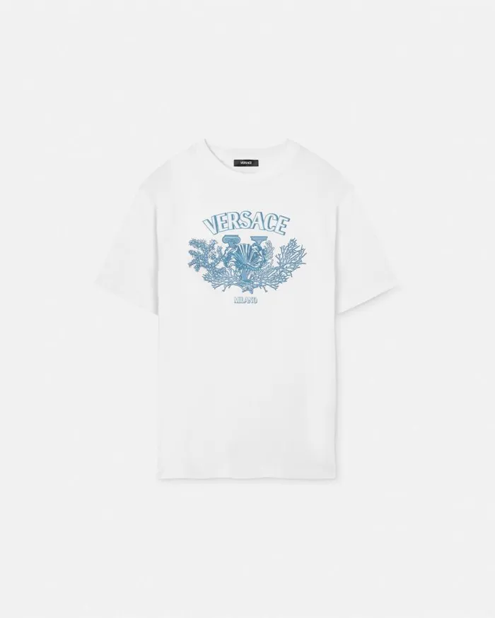 Versace University Coral TShirt Whiteprint Men TShirts and Polos