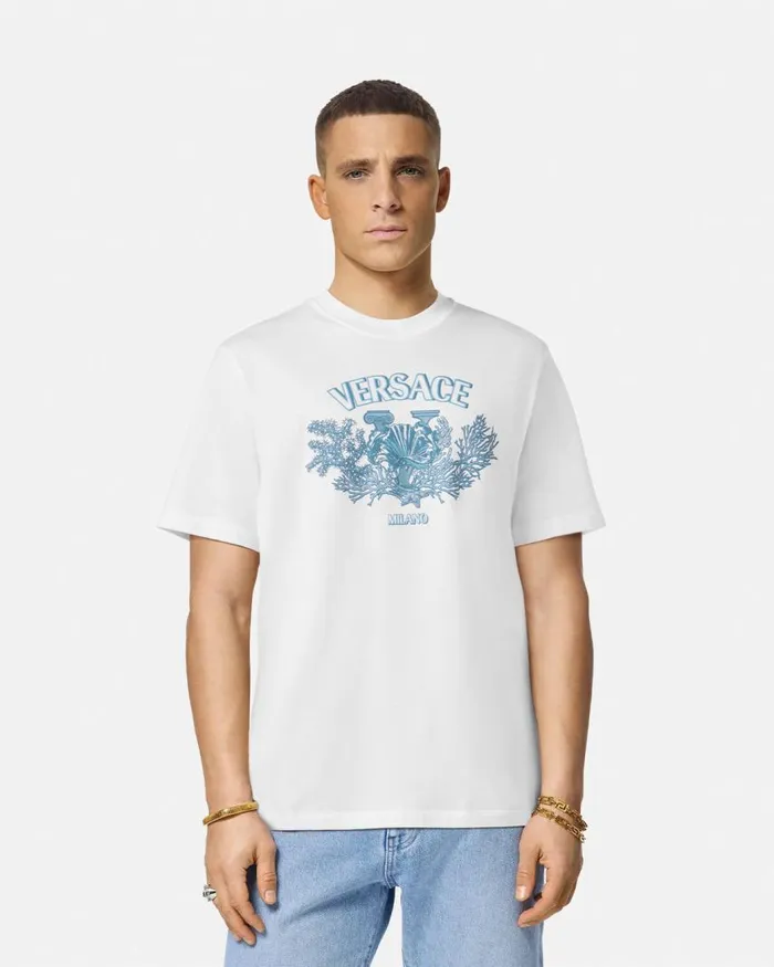 Versace University Coral TShirt Whiteprint Men TShirts and Polos Versace University Coral TShirt Whiteprint Men TShirts and Polos