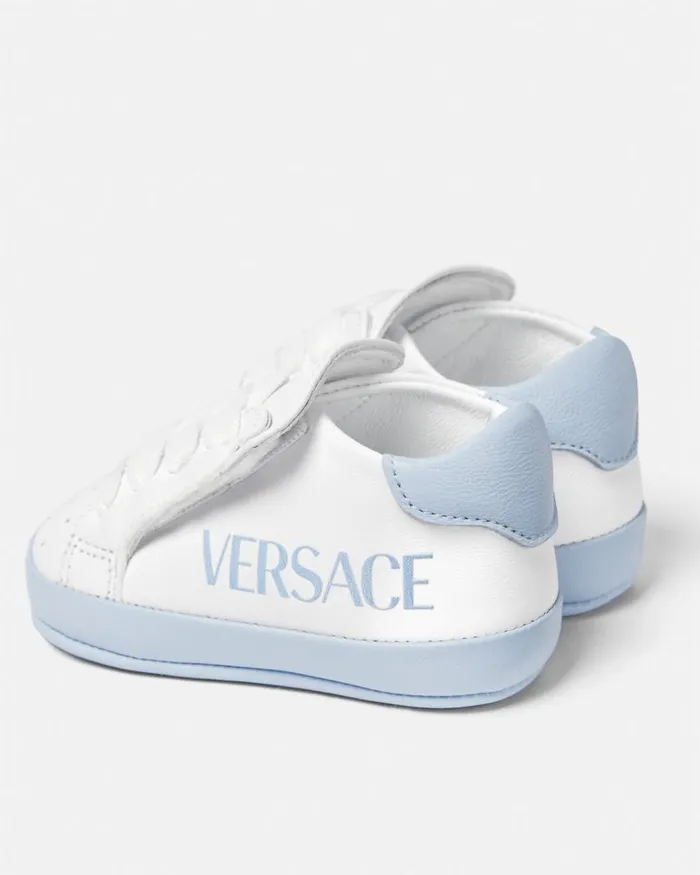 Versace Versace Logo Baby Sneakers Bluewhite Children Shoes and First Steps Versace Versace Logo Baby Sneakers Bluewhite Children Shoes and First Steps