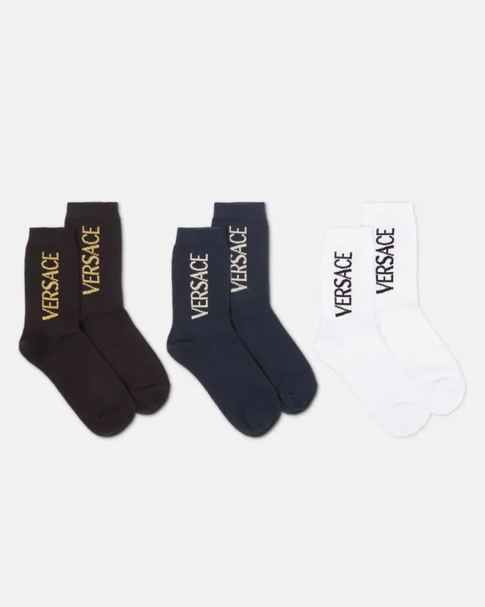 Versace Versace Logo Kids Socks 3Pack Multicolor Children Accessories